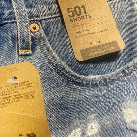 Levi's 501 Distressed Jean Shorts-NWT! - Picture 3 of 9